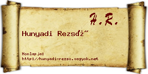 Hunyadi Rezső névjegykártya